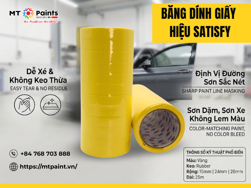 Băng Dính Giấy Hiệu Satisfy: Giải Pháp Che Chắn Chuyên Dụng Cho Ngành Sơn