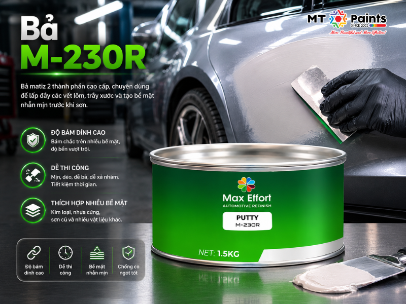 Giải Pháp Khắc Phục Vết Lõm, Xước Sâu Ô Tô Chuyên Nghiệp Bằng Bả M-230R