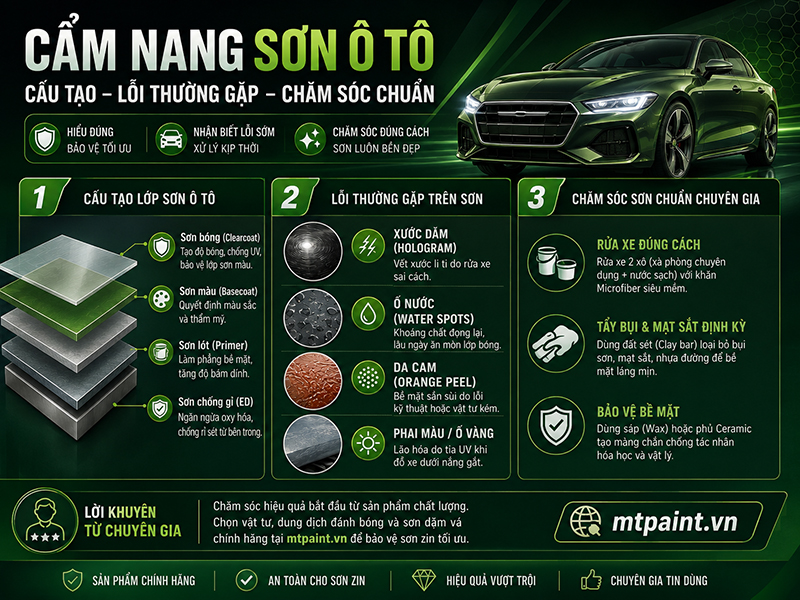 Cẩm nang sơn ô tô - cấu tạo - lỗi thường gặp - chăm sóc chuẩn