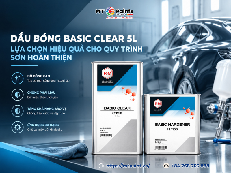 Dầu Bóng Basic Clear 5L – Lựa Chọn Hiệu Quả Cho Quy Trình Sơn Hoàn Thiện